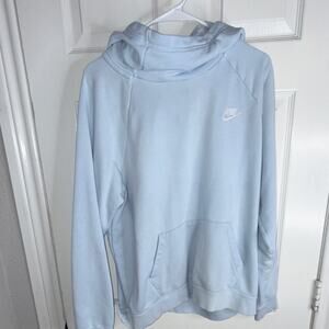 Nike Light Blue Fleece Pullover Hoodie Men's XL Logo Regular Long Sleeve Pockets